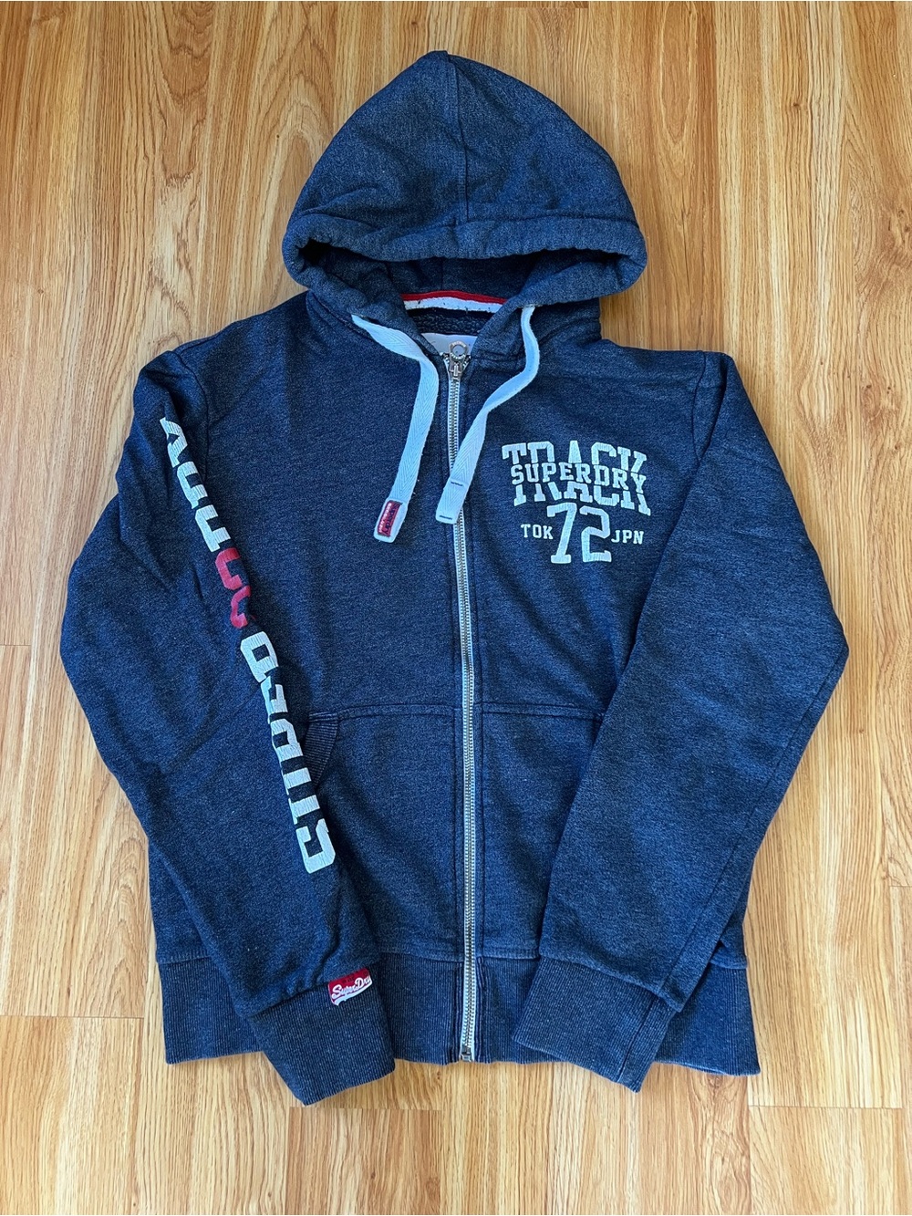 Superdry Grey Zip-Up Hoodie Jacket Size XL